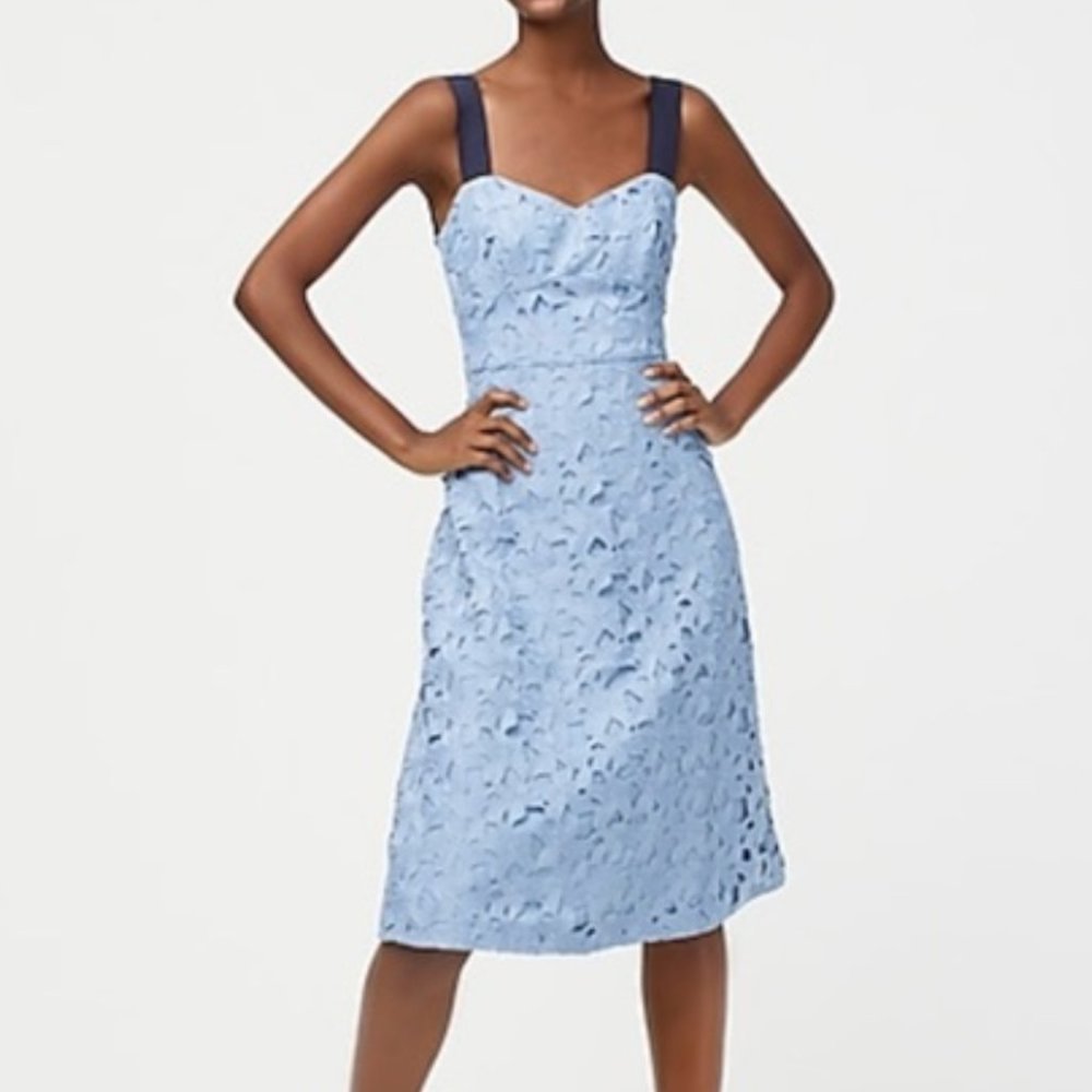 J. Crew Blue Lace Midi Dress